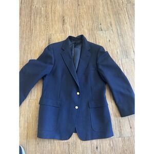 Vintage Sport Jacket Navy Gold Buttons Wool Botany  500 USA See Measurements